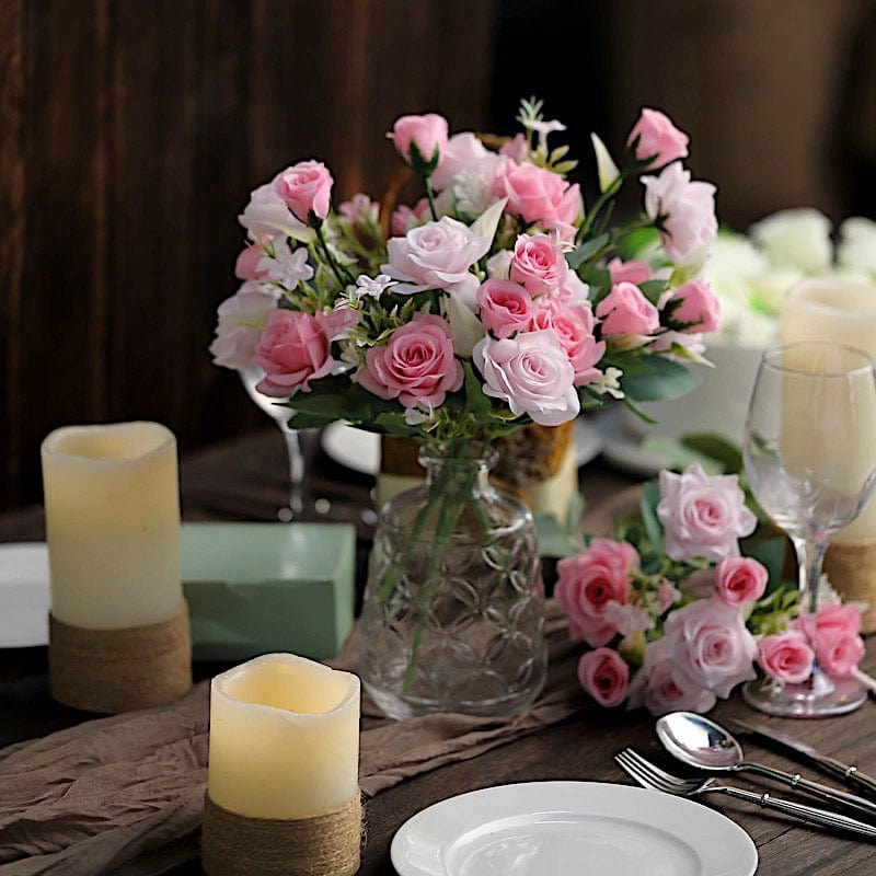 4 Bushes 12" Silk Roses Artificial Flowers Bouquets