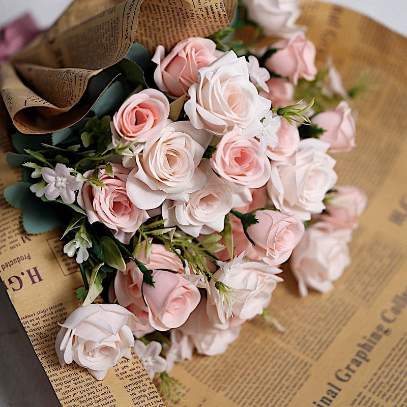 4 Bushes 12" Silk Roses Artificial Flowers Bouquets