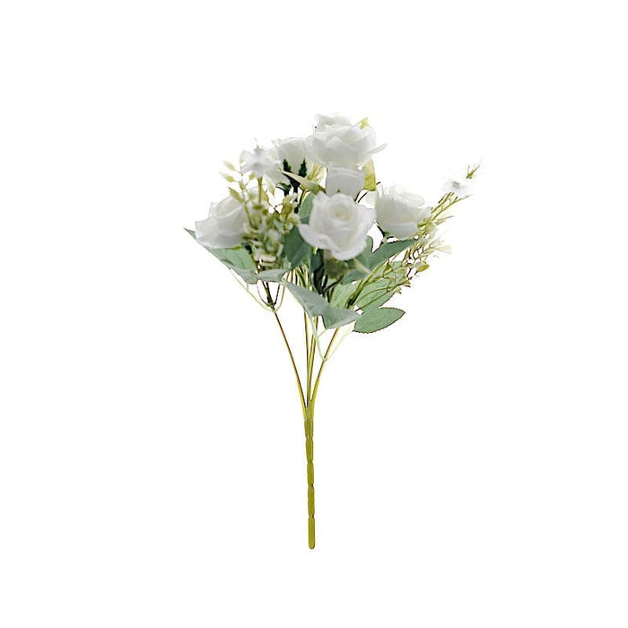 4 Bushes 12" Silk Roses Artificial Flowers Bouquets ARTI_RS006_IVR