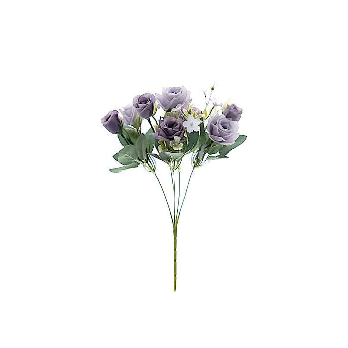 4 Bushes 12" Silk Roses Artificial Flowers Bouquets ARTI_RS006_LAV