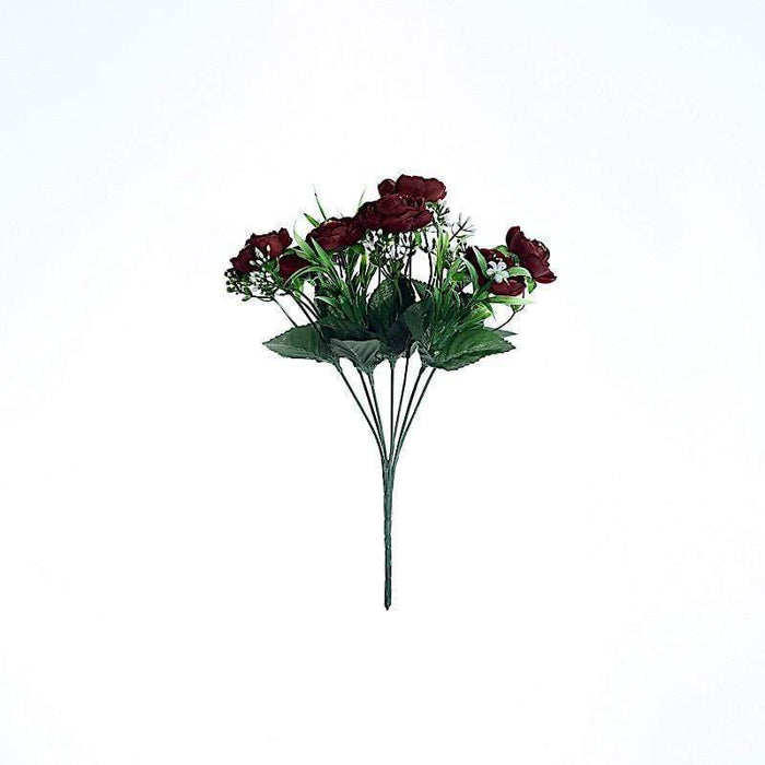 4 Bushes 12" tall Silk Artificial Peony Flowers Bouquets Arrangements ARTI_BOUQ_PEO08_BURG
