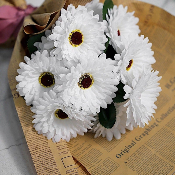 4 Bushes 14" tall Faux Silk Gerbera Daisy Artificial Flowers - White ARTI_DAIS_003_WHT