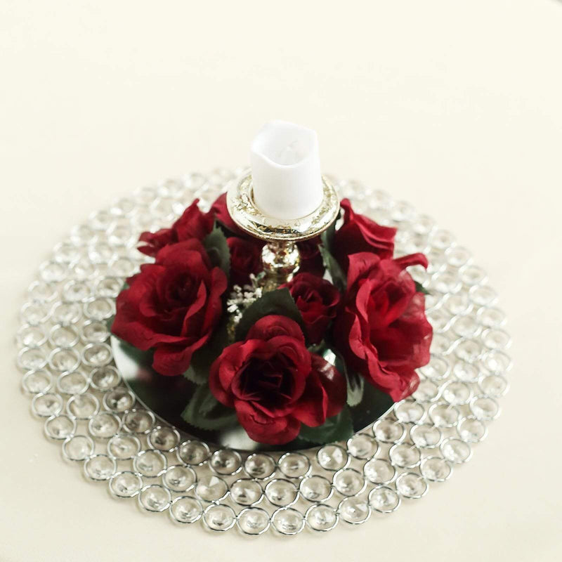 4 Candle Rings with Silk Roses Centerpieces