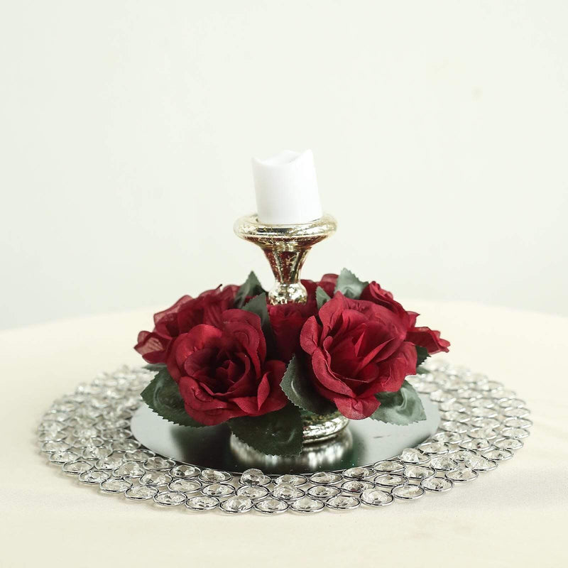4 Candle Rings with Silk Roses Centerpieces