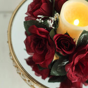 4 Candle Rings with Silk Roses Centerpieces