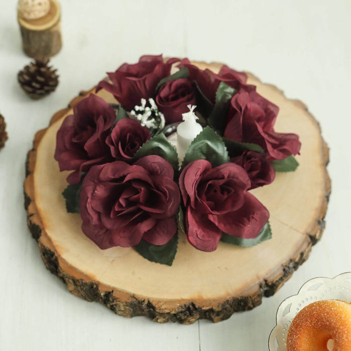 4 Candle Rings with Silk Roses Centerpieces