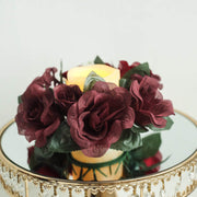 4 Candle Rings with Silk Roses Centerpieces