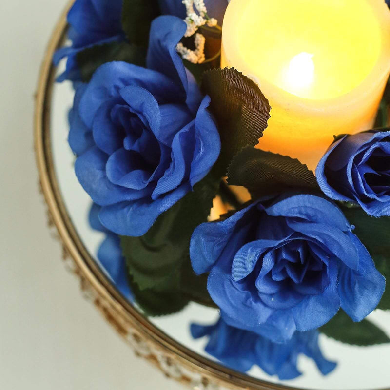 4 Candle Rings with Silk Roses Centerpieces