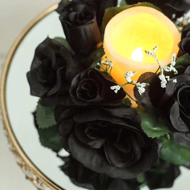4 Candle Rings with Silk Roses Centerpieces