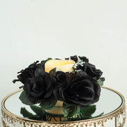 4 Candle Rings with Silk Roses Centerpieces