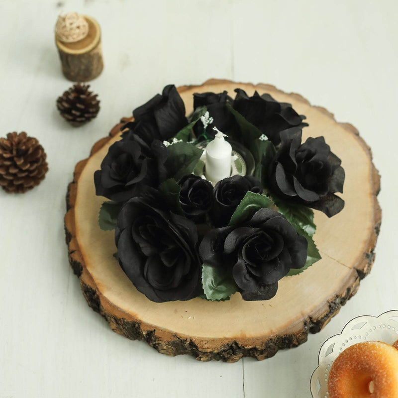 4 Candle Rings with Silk Roses Centerpieces