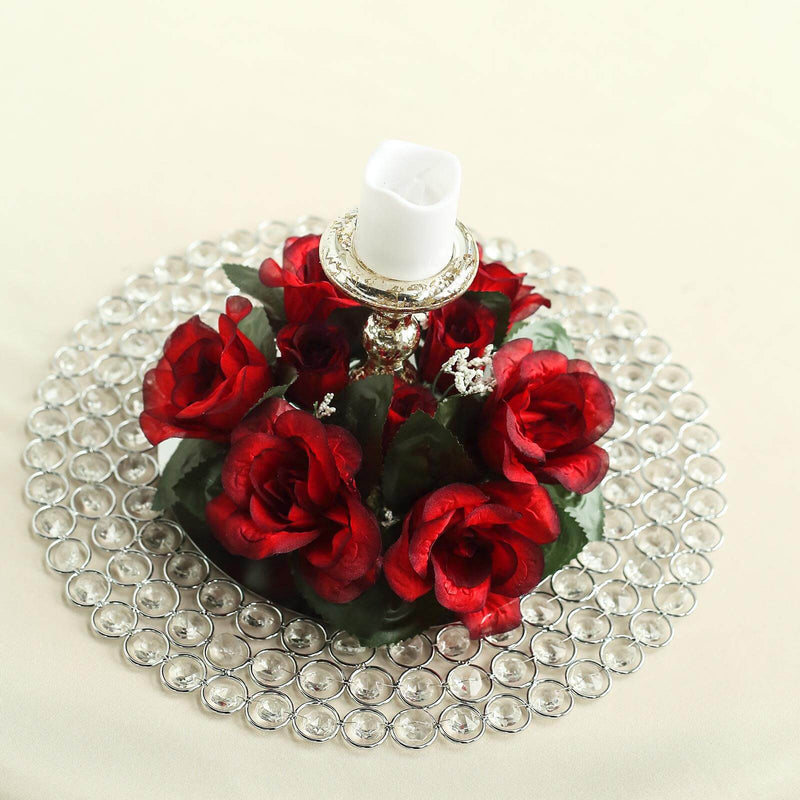4 Candle Rings with Silk Roses Centerpieces