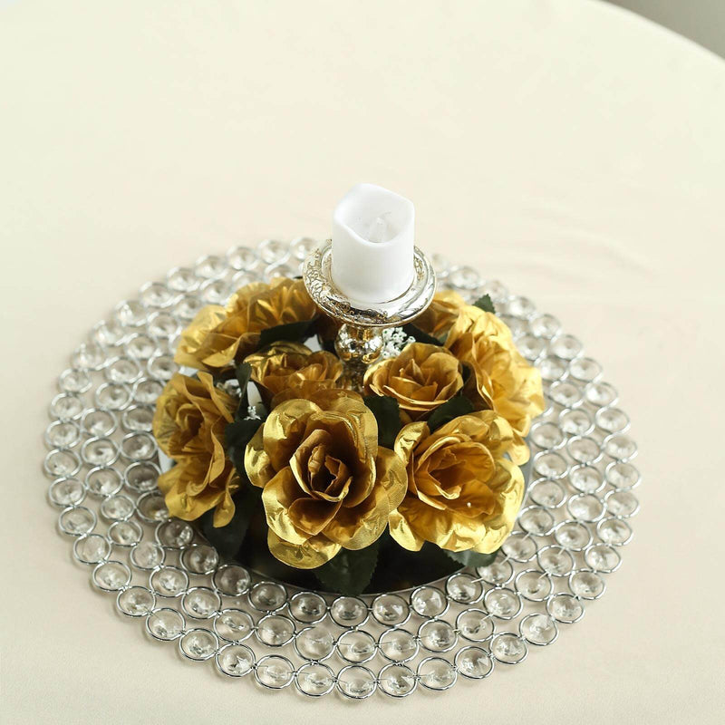 4 Candle Rings with Silk Roses Centerpieces