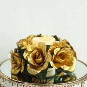 4 Candle Rings with Silk Roses Centerpieces