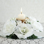 4 Candle Rings with Silk Roses Centerpieces