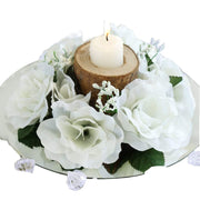 4 Candle Rings with Silk Roses Centerpieces