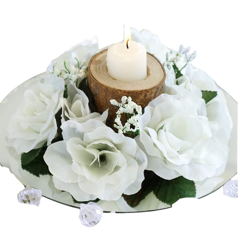 4 Candle Rings with Silk Roses Centerpieces