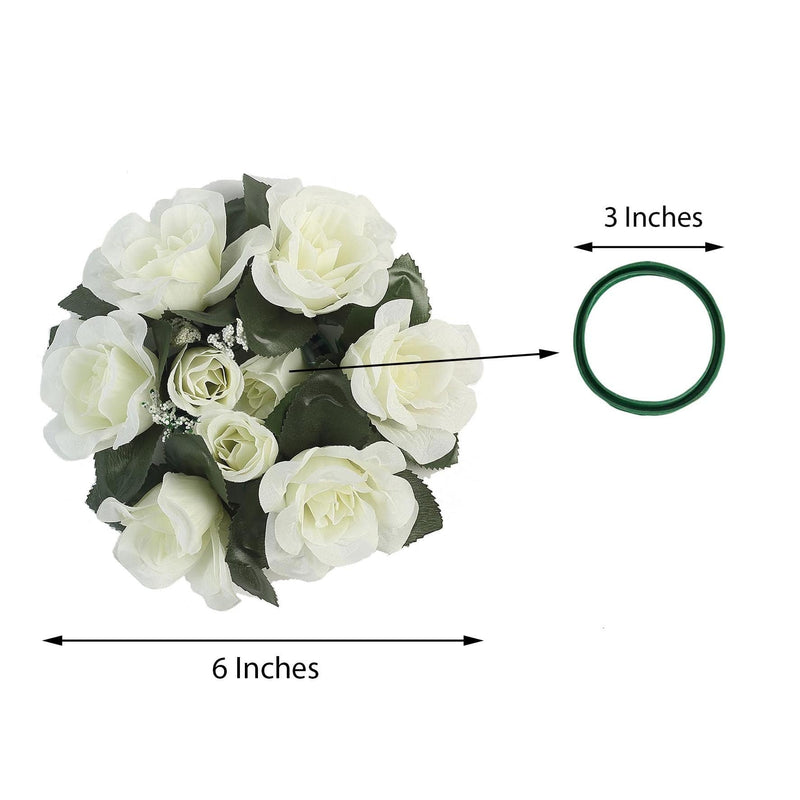 4 Candle Rings with Silk Roses Centerpieces