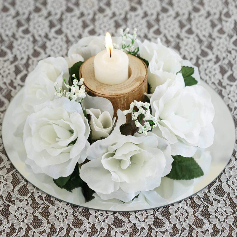4 Candle Rings with Silk Roses Centerpieces
