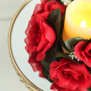 4 Candle Rings with Silk Roses Centerpieces