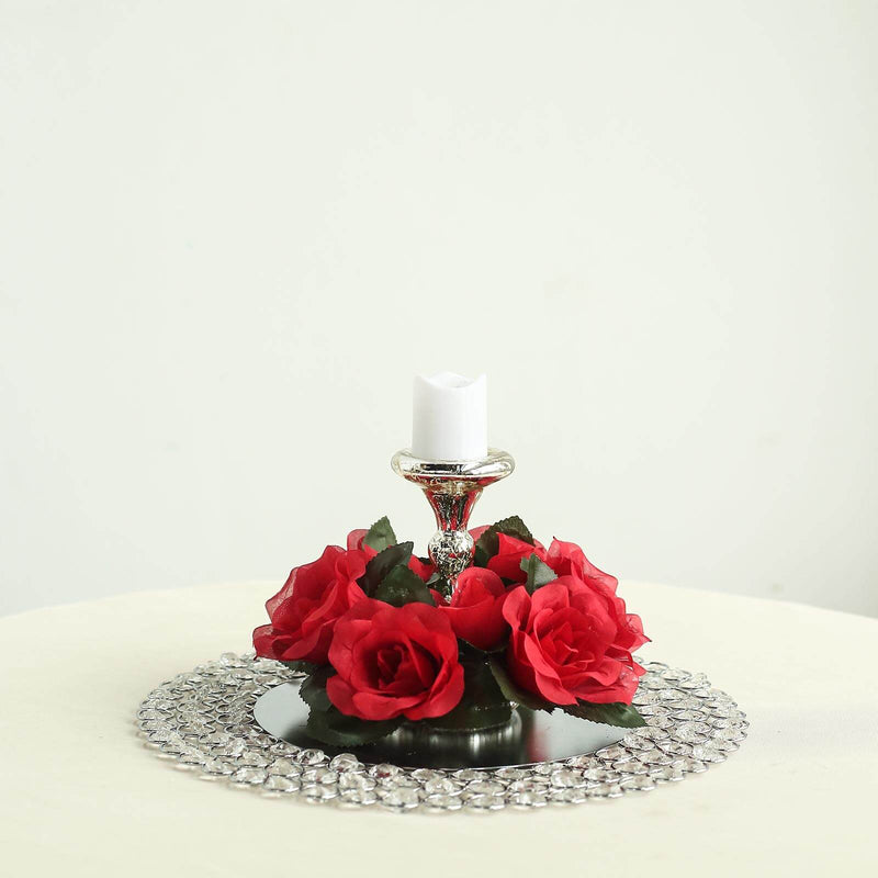 4 Candle Rings with Silk Roses Centerpieces
