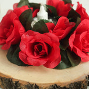4 Candle Rings with Silk Roses Centerpieces