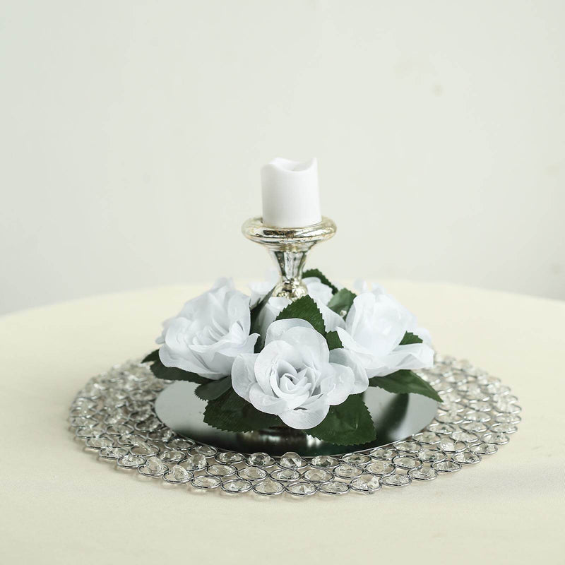 4 Candle Rings with Silk Roses Centerpieces