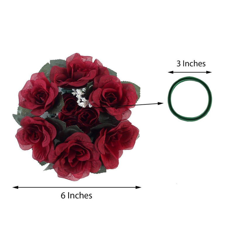 4 Candle Rings with Silk Roses Centerpieces
