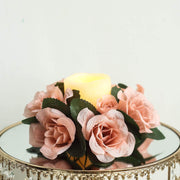 4 Candle Rings with Silk Roses Centerpieces