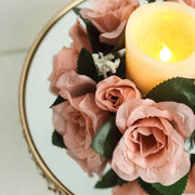 4 Candle Rings with Silk Roses Centerpieces