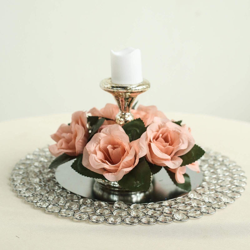 4 Candle Rings with Silk Roses Centerpieces