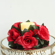 4 Candle Rings with Silk Roses Centerpieces