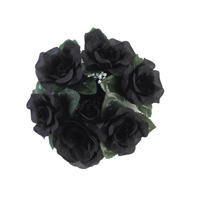 4 Candle Rings with Silk Roses Centerpieces ARTI_RING_BLK