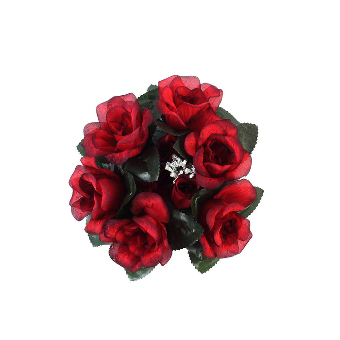 4 Candle Rings with Silk Roses Centerpieces ARTI_RING_BLK_RED
