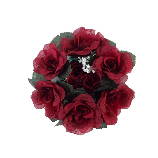 4 Candle Rings with Silk Roses Centerpieces ARTI_RING_BURG
