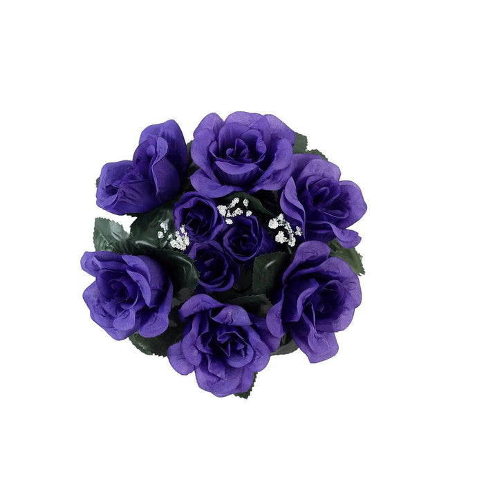 4 Candle Rings with Silk Roses Centerpieces ARTI_RING_PURP