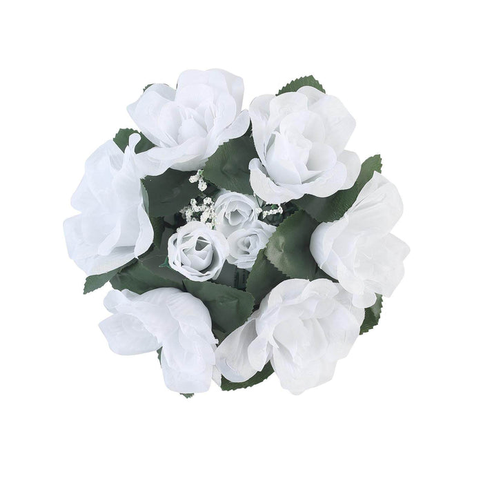 4 Candle Rings with Silk Roses Centerpieces ARTI_RING_WHT