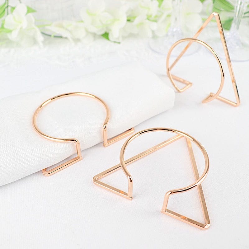 4 Circle and Triangle Geometric Metal Napkin Rings - Gold NAP_RING30_GOLD