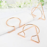 4 Circle and Triangle Geometric Metal Napkin Rings - Gold NAP_RING30_GOLD
