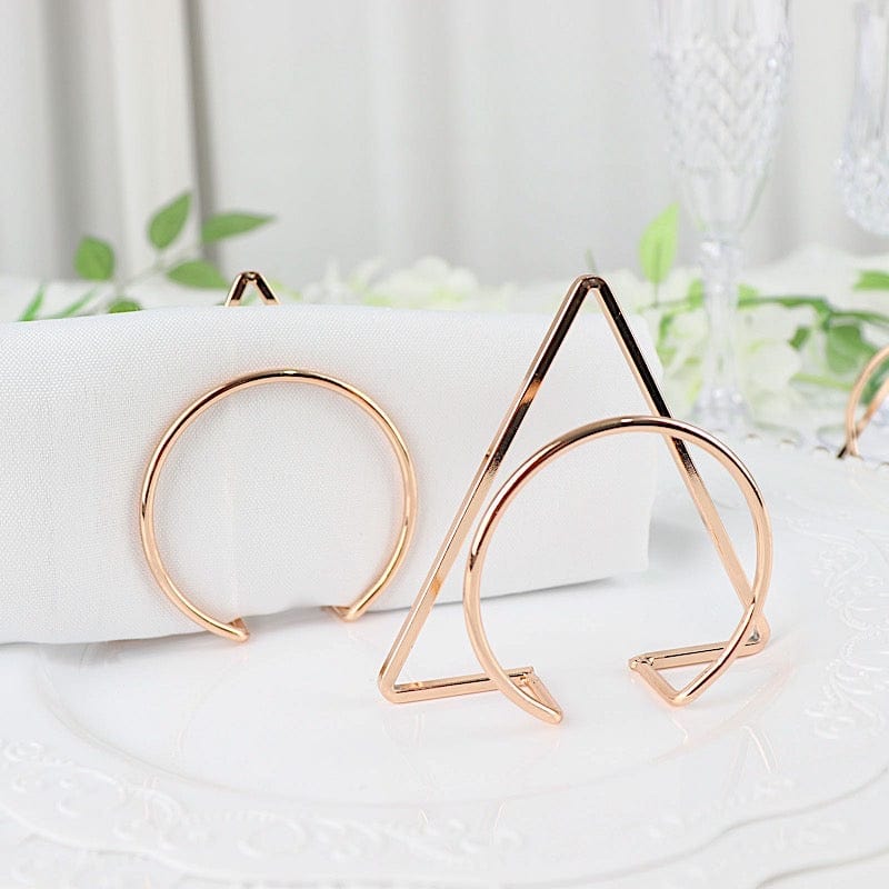 4 Circle and Triangle Geometric Metal Napkin Rings - Gold NAP_RING30_GOLD