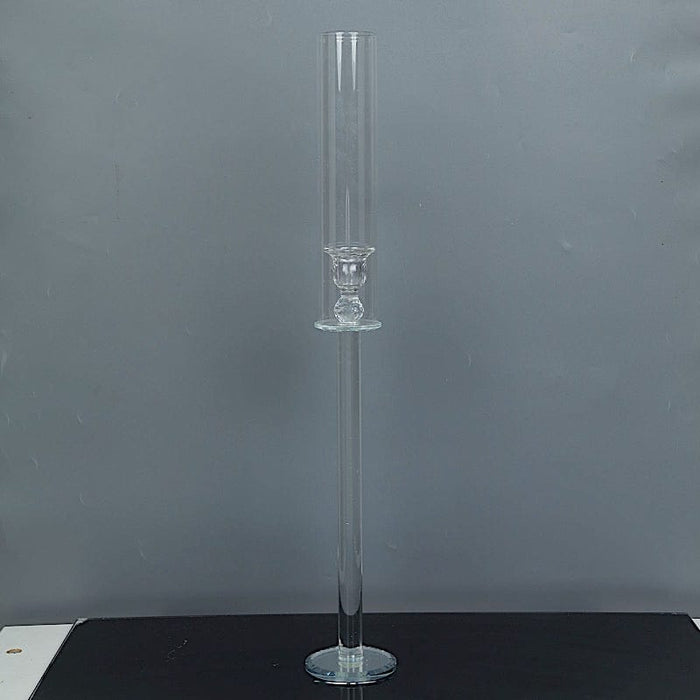 4 CLEAR Crystal Hurricane Taper CANDLE HOLDERS Cylinder Glass Shades Party  Event