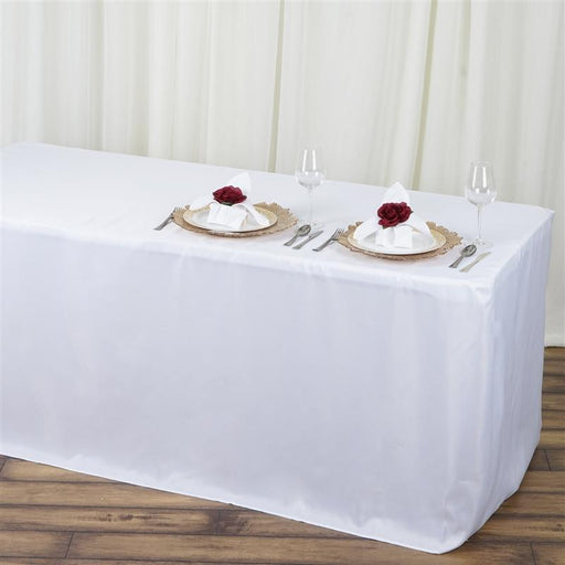 4 ft Fitted Polyester Tablecloth 48" x 30" x 30" TAB_FIT4_WHT