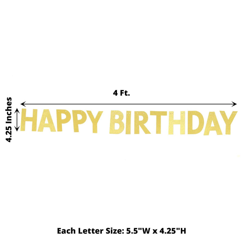 4 ft Glittered Happy Birthday Paper Hanging Garland - Gold PAP_GRLD_009_BDAY_GD