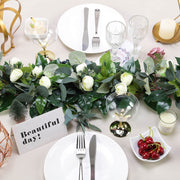 4 ft long Artificial Eucalyptus Willow Foliage Garlands with Silk Ranunculus Flowers - Green ARTI_GLND_GRN005