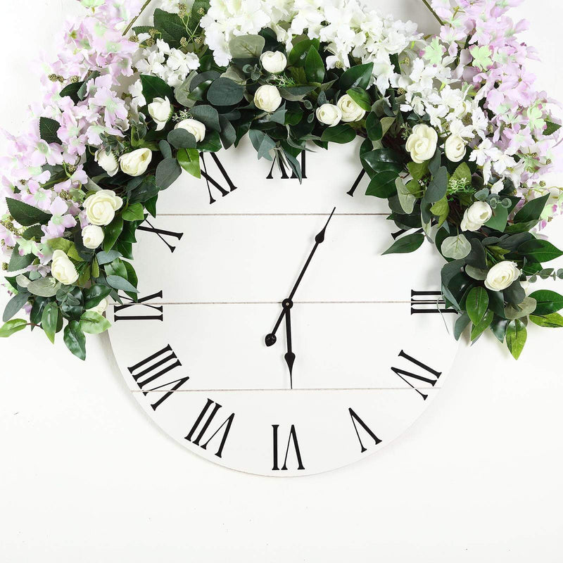 4 ft long Artificial Eucalyptus Willow Foliage Garlands with Silk Ranunculus Flowers - Green ARTI_GLND_GRN005