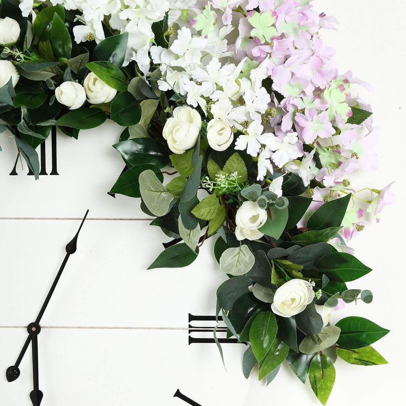 4 ft long Artificial Eucalyptus Willow Foliage Garlands with Silk Ranunculus Flowers - Green ARTI_GLND_GRN005