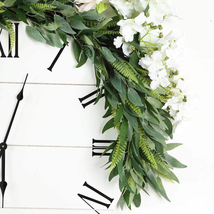 4 ft long Artificial Willow and Fern Frond Foliage Garlands - Light Frosted Green ARTI_GLND_GRN001