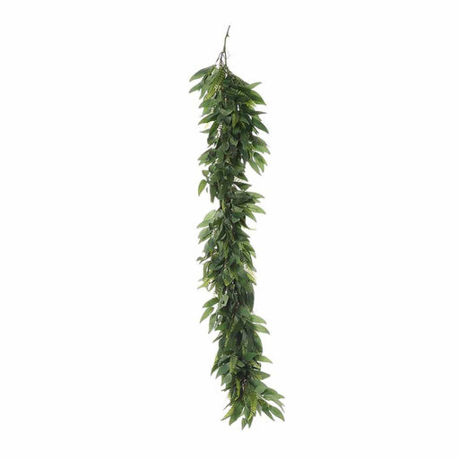 4 ft long Artificial Willow and Fern Frond Foliage Garlands - Light Frosted Green ARTI_GLND_GRN001