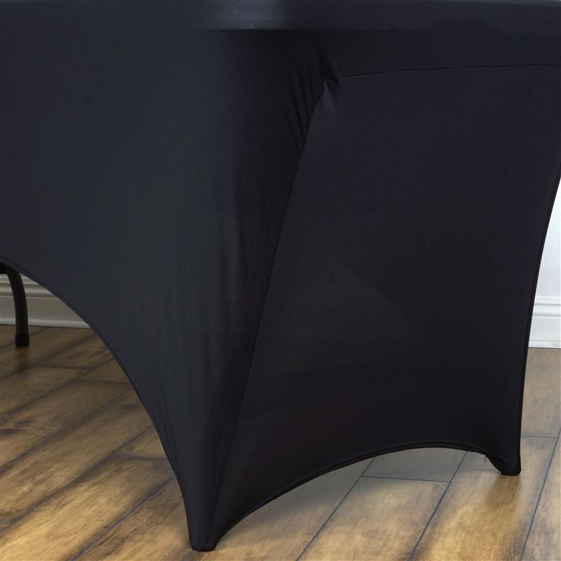 4 ft Black Rectangular Fitted Spandex Tablecloth TAB_REC_SPX4FT_BLK