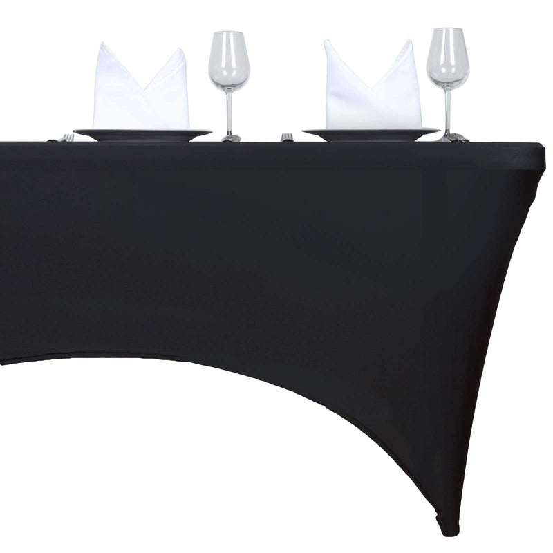 4 ft Black Rectangular Fitted Spandex Tablecloth TAB_REC_SPX4FT_BLK